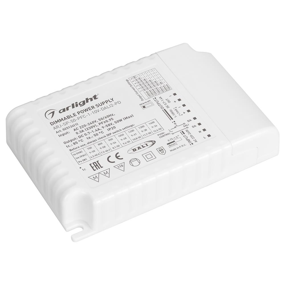 Блок питания Arlight ARJ-SP-50-PFC-1-10V-DALI2-PD (50W, 700-1400mA)