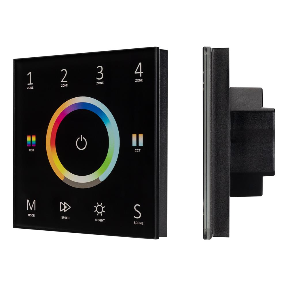 Панель Arlight Sens SMART-P67-MULTI Black (230V, 4 зоны, 2.4G)