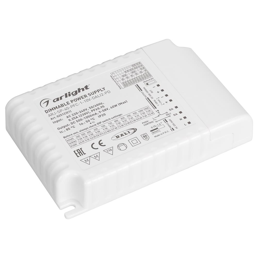 Блок питания Arlight ARJ-SP-40-PFC-1-10V-DALI2-PD (40W, 500-1050mA)