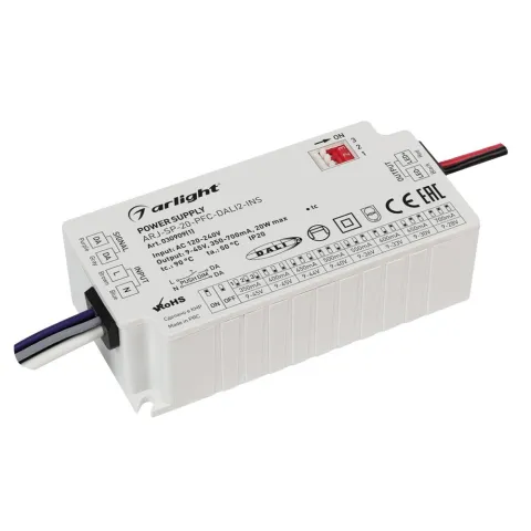 Блок питания Arlight ARJ-SP-20-PFC-DALI2-INS (20W, 9-45V, 0.35-0.7A)