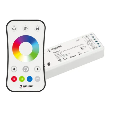 Диммер Arlight SMART-SET-PWM-104-52-RGBW-SUF White (12-24V, 4x4A, ПДУ RING 10кн, 2.4G)