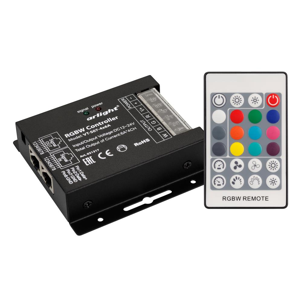 Контроллер Arlight VT-S07-4x6A (12-24V, ПДУ 24 кн, RF)
