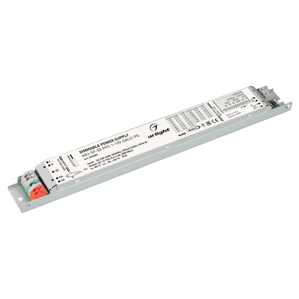 Блок питания Arlight ARJ-SP-50-PFC-1-10V-DALI2-PD (50W, 12-73V, 0.6-1.2A)