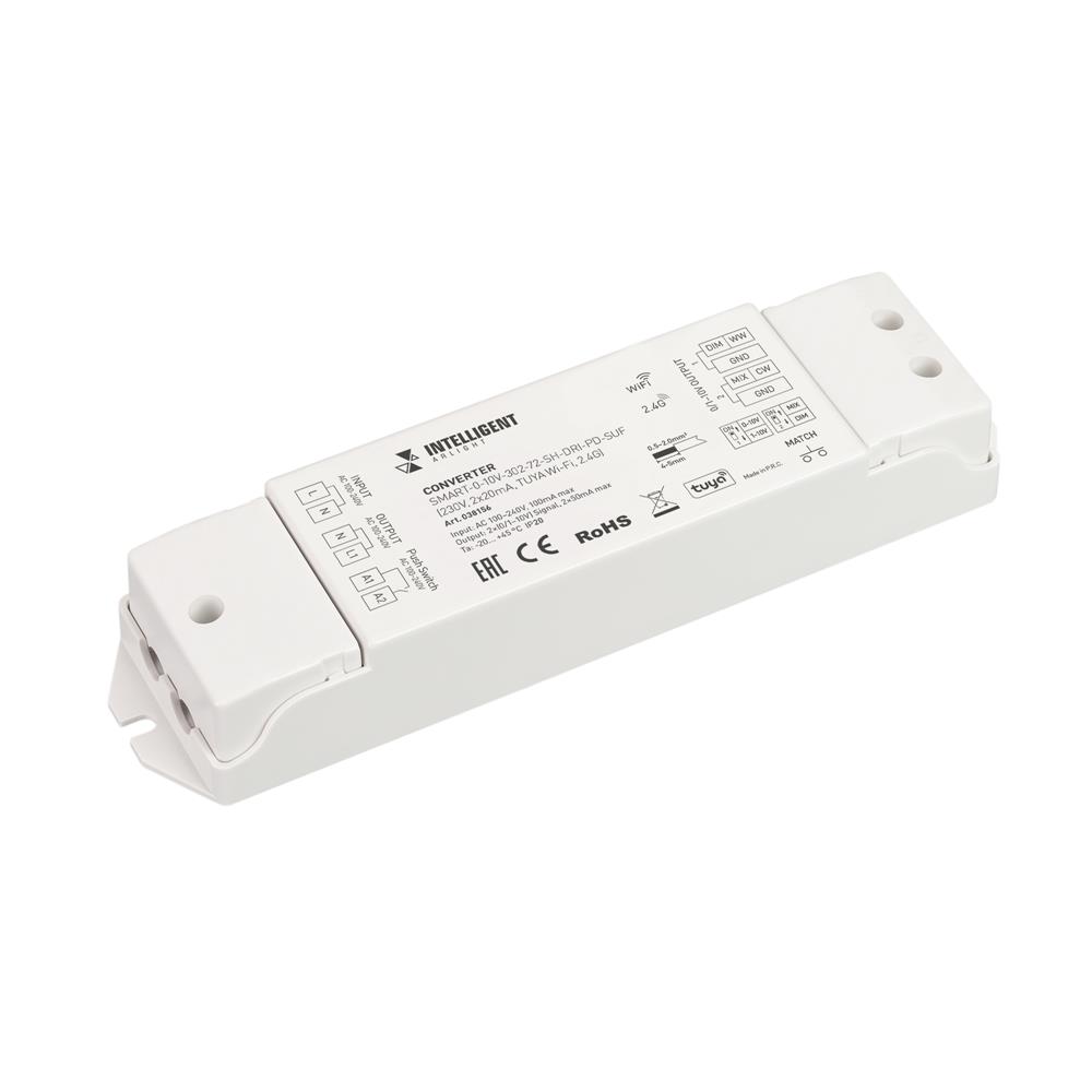 Конвертер Arlight SMART-0-10V-302-72-SH-DRI-PD-SUF (230V, 2x20mA, TUYA Wi-Fi, 2.4G)