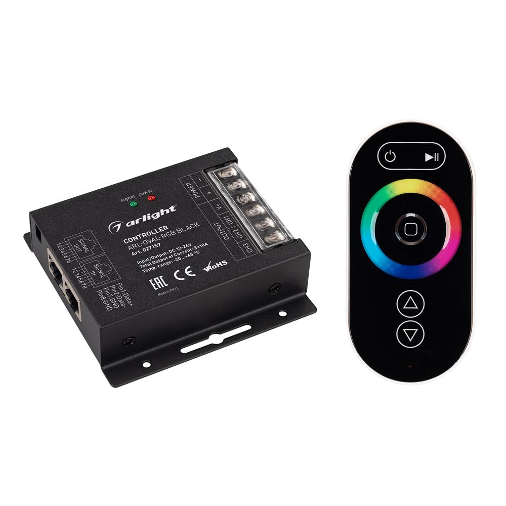 Контроллер Arlight ARL-OVAL-RGB Black (12-24V, 3x10A, ПДУ Овал, RF, RJ45)