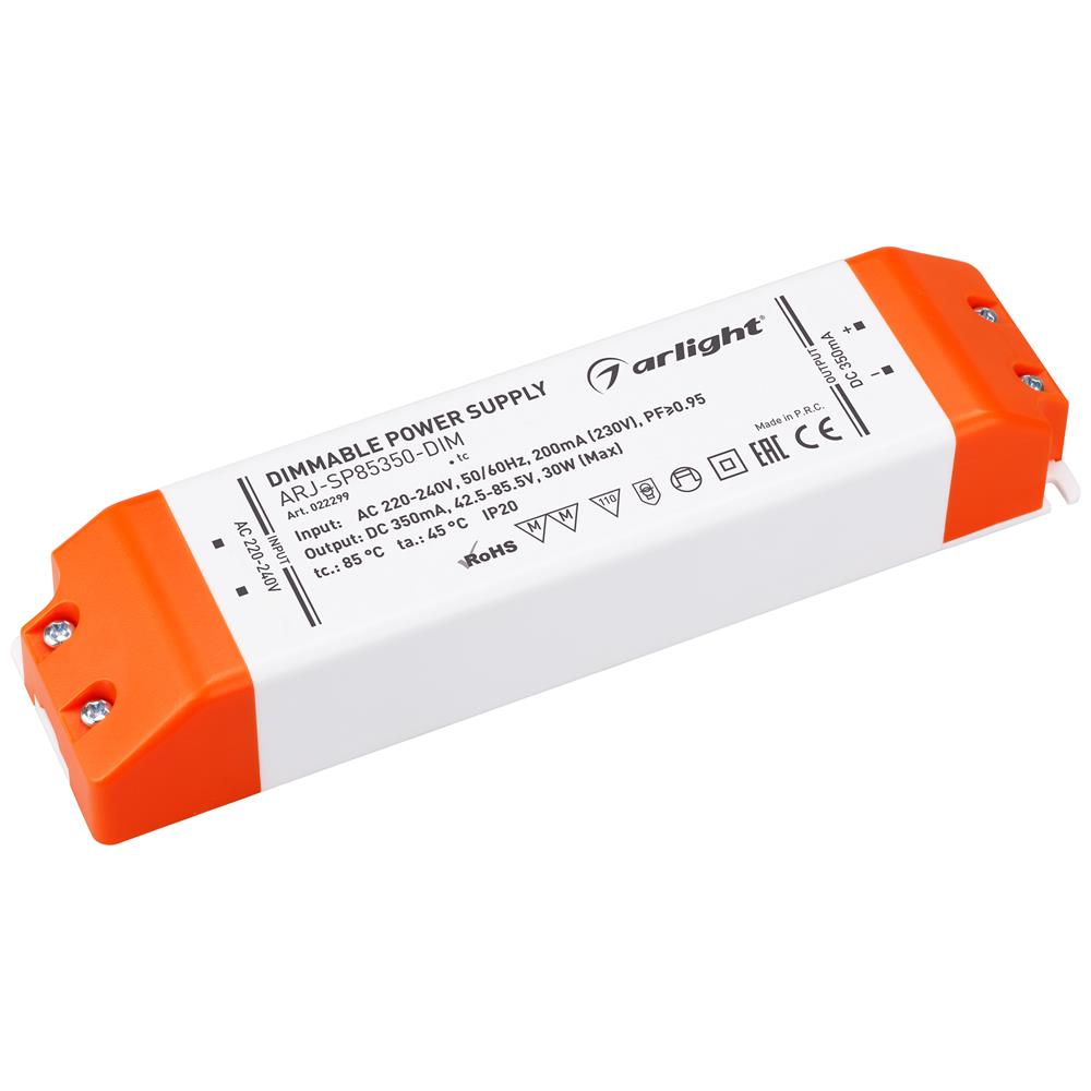 Блок питания Arlight ARJ-SP85350-DIM (30W, 350mA, PFC, Triac)