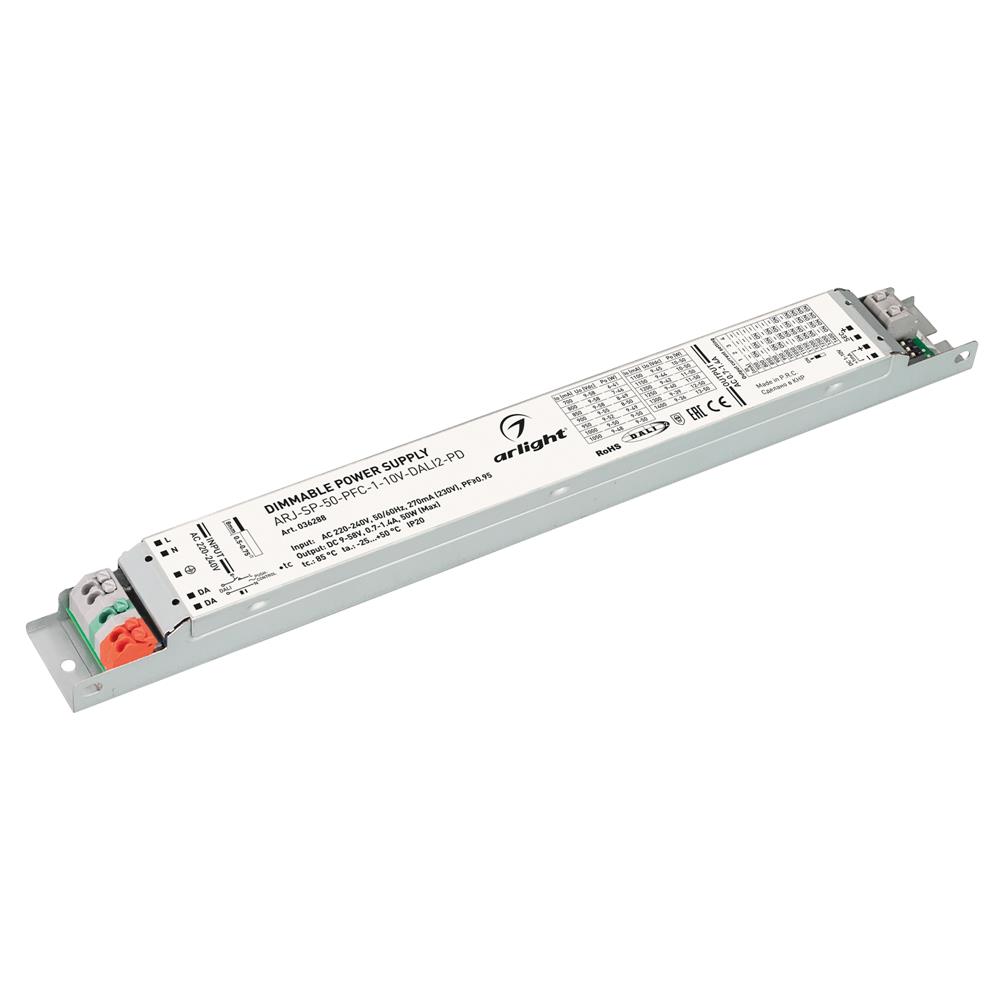 Блок питания Arlight ARJ-SP-50-PFC-1-10V-DALI2-PD (50W, 9-58V, 0.7-1.4A)