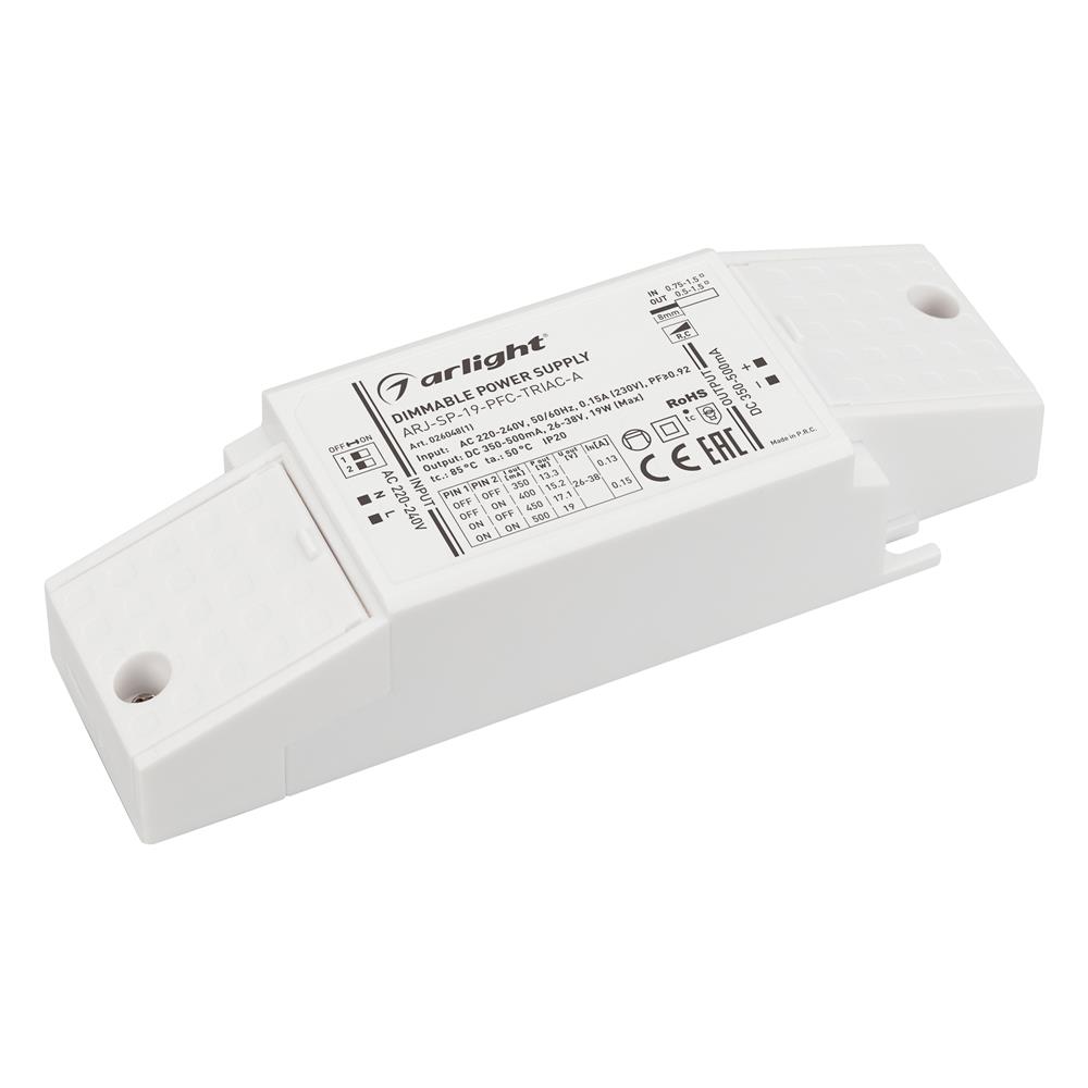 Блок питания Arlight ARJ-SP-19-PFC-TRIAC-INS (19W, 26-38V, 0.35-0.5A)