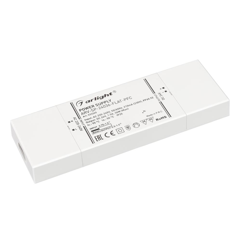 Блок питания Arlight ARV-SP-24036-FLAT-PFC (24V, 1.5A, 36W)