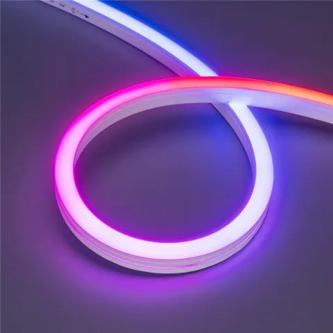 Светодиодная лента герметичная Arlight SPI MOONLIGHT-SIDE-B84-12x17mm 24V RGB-PX7 (18 W/m, IP67, 5m, wire x2)