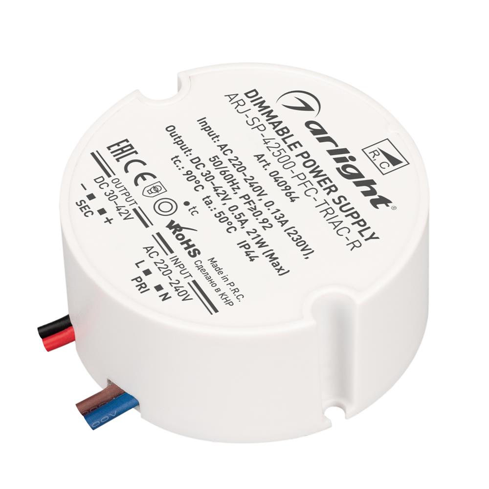 Блок питания Arlight ARJ-SP-42500-PFC-TRIAC-R (21W, 30-42V, 500mA)