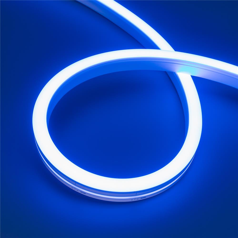 Светодиодная лента герметичная Arlight MOONLIGHT-SIDE-A140-12x17mm 24V Blue (8 W/m, IP67, 5m, wire x2)