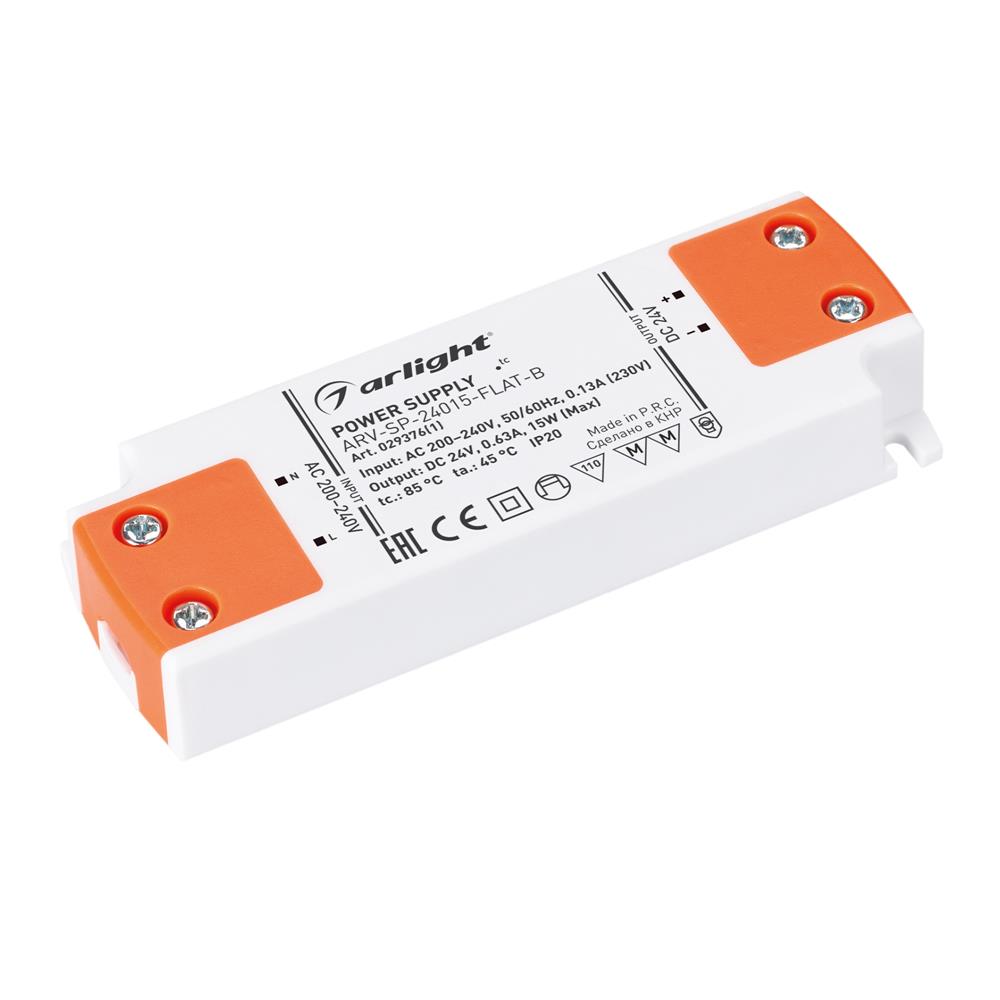 Блок питания Arlight ARV-SP-24015-FLAT-B (24V, 0.63A, 15W)