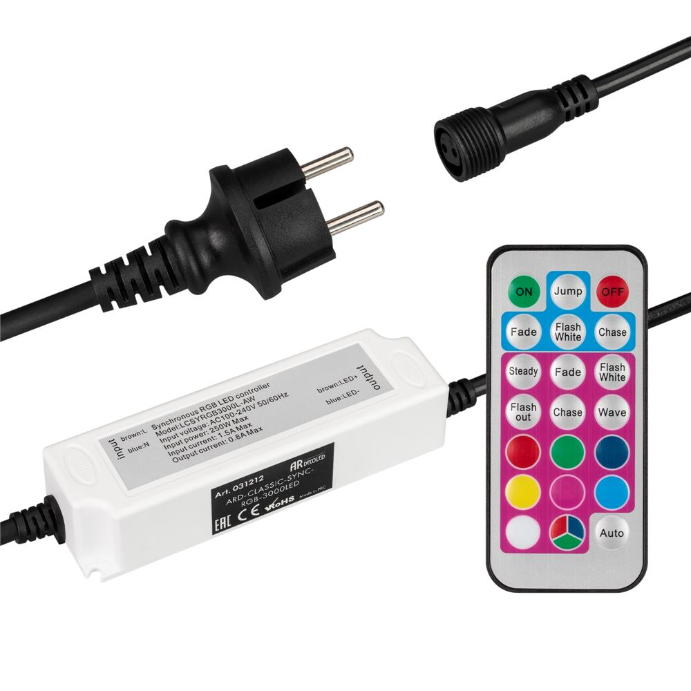 Контроллер Ardecoled ARD-CLASSIC-SYNC-RGB-3000LED Black (230V, 250W, RF ПДУ)
