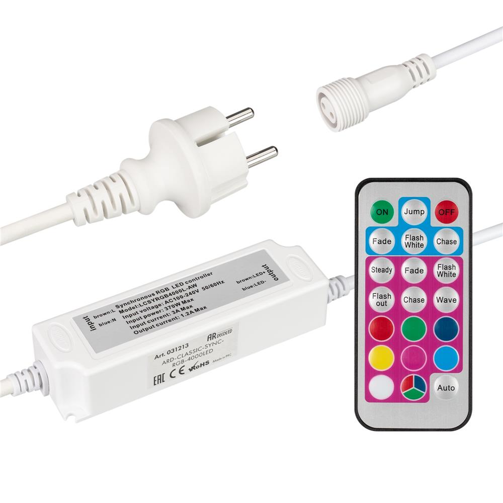 Контроллер Ardecoled ARD-CLASSIC-SYNC-RGB-4000LED White (230V, 370W, RF ПДУ)