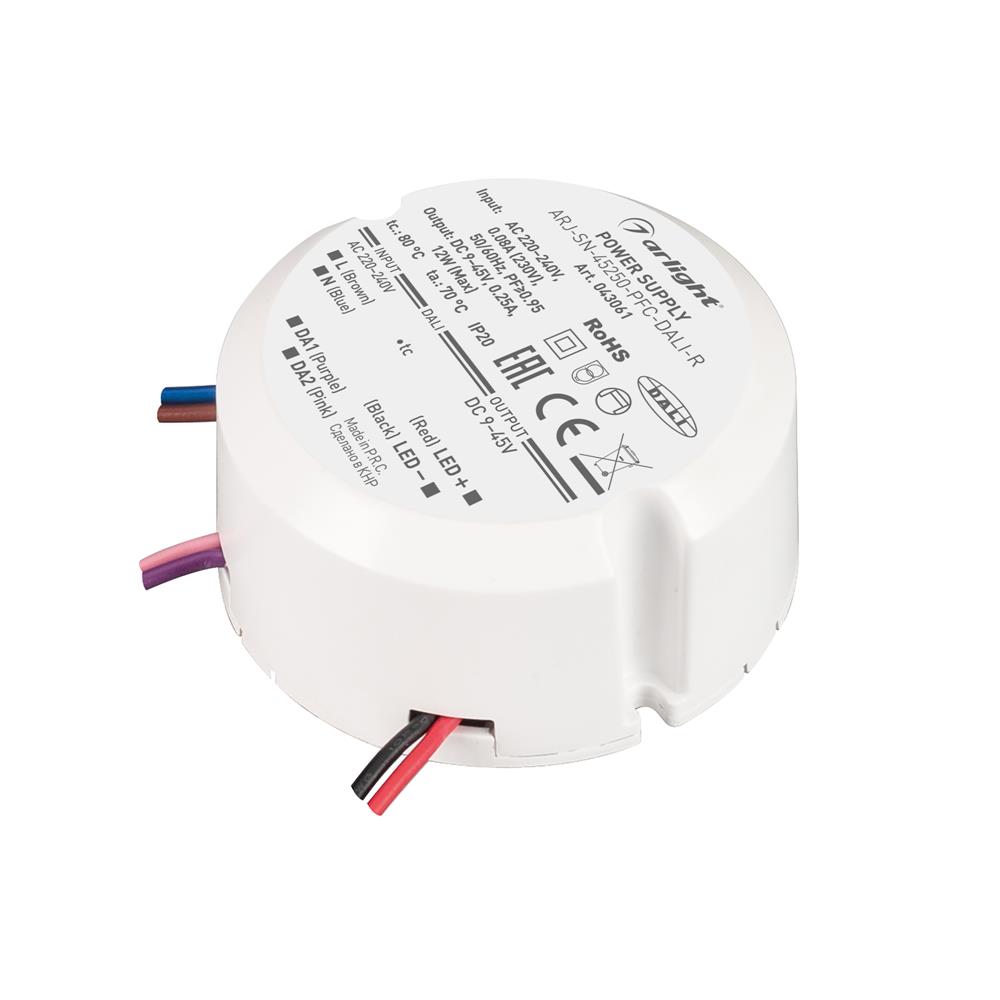 Блок питания Arlight ARJ-SN-45250-PFC-DALI-R (12W, 9-45V, 0.25A)