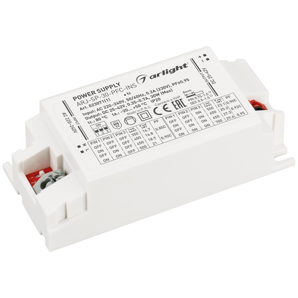 Блок питания Arlight ARJ-SP-30-PFC-INS (30W, 25-42V, 0.35-0.7A)