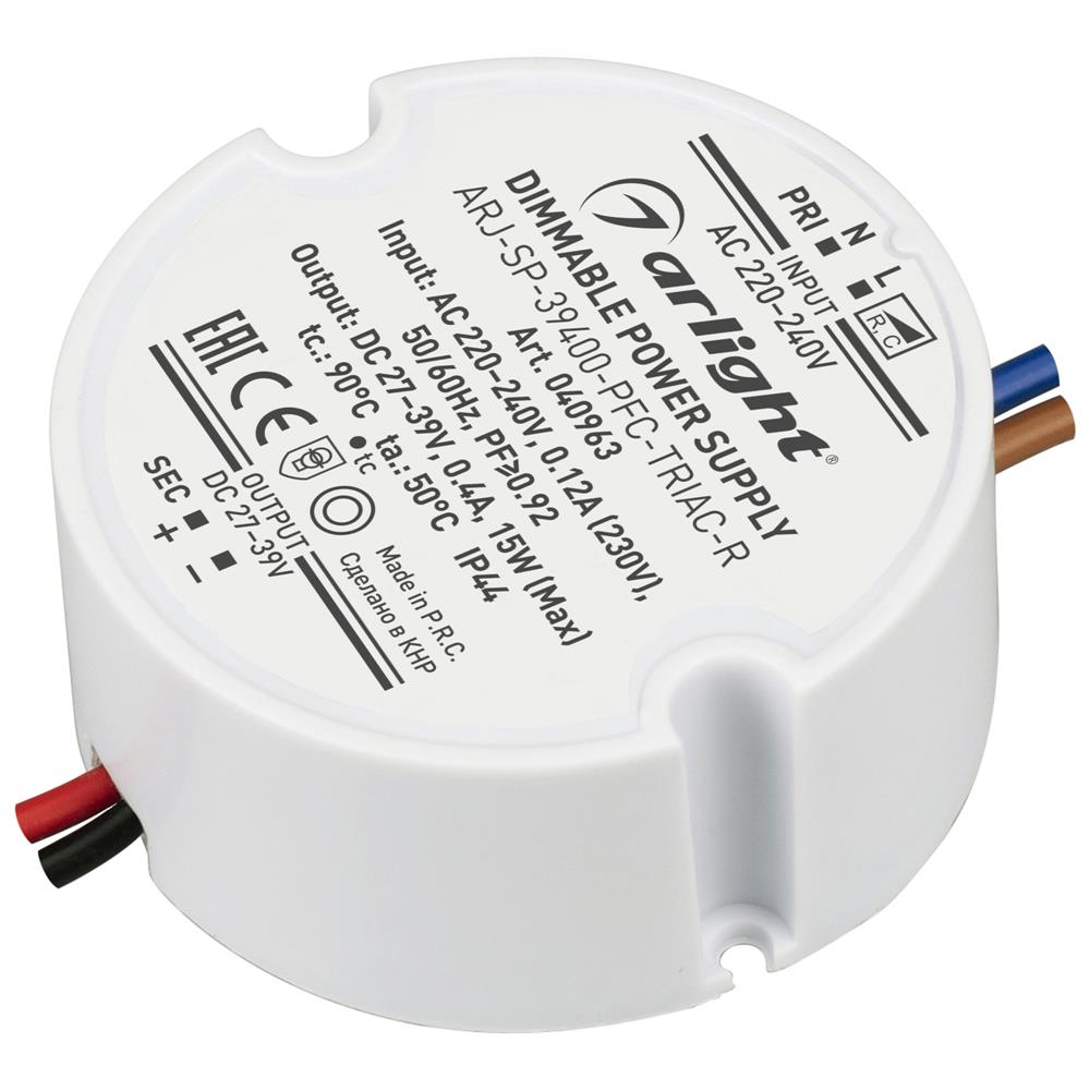 Блок питания Arlight ARJ-SP-39400-PFC-TRIAC-R (15W, 27-39V, 400mA)