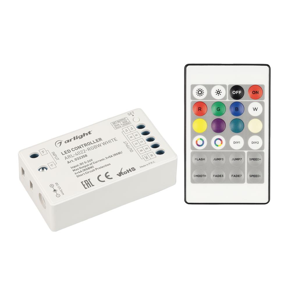 Контроллер Arlight ARL-4022-RGBW White (5-24V, 4x4A, ПДУ 24кн, RF)
